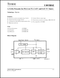 U893BSE-SP datasheet: 1.3 GHz prescaler for PLLs in TV, CATV and SAT TV tuners U893BSE-SP