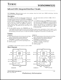 TOIM3000 datasheet: Infrared IrDA integrated interface circuits TOIM3000