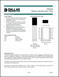 DS2434 datasheet: Battery identification chip DS2434