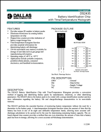 DS2435 datasheet: Battery identification chip with time/temperature histogram DS2435