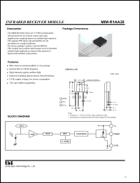 MIM-R1AA38 datasheet: Infrared receiver module, TTL and CMOS compatibility, 37.9KHz MIM-R1AA38