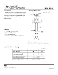 MID-18H22 datasheet: Side look package NPN photodetector MID-18H22