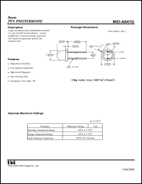 MID-A841G datasheet: 8 mm PIN photodiode MID-A841G