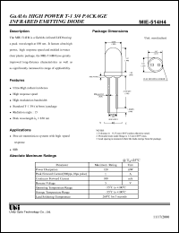 MIE-514H4 datasheet: High power infrared emitting diode MIE-514H4