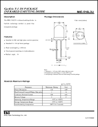 MIE-516L3U datasheet: Infrared emitting diode MIE-516L3U