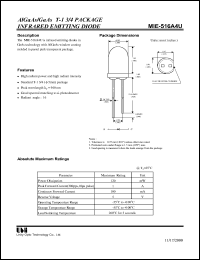 MIE-516A4U datasheet: Infrared emitting diode MIE-516A4U