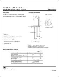 MIE-554L3 datasheet: Infrared emitting diode MIE-554L3