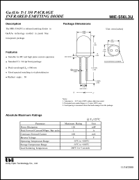 MIE-556L3U datasheet: Infrared emitting diode MIE-556L3U