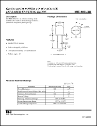 MIE-406L3U datasheet: High power infrared emitting diode MIE-406L3U