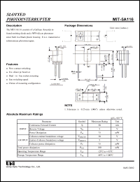 MIT-5A116 datasheet: Subminiature photointerrupter MIT-5A116