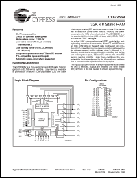 CY62256V-55SNC datasheet: 32K x 8 static RAM, 55ns, wide voltage range: 2.7V-3.6V, CY62256V-55SNC