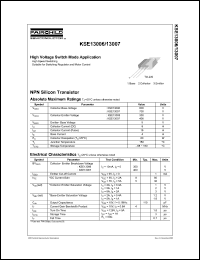 KSE13006 datasheet: High voltage NPN transistor, 600 V, 8 Ampere KSE13006