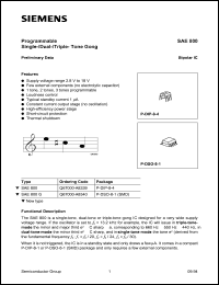 SAE800 datasheet: Programmable single-/dual-/triple- tone gong SAE800