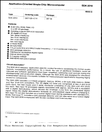 SDA2010 datasheet: Single-chip microcomputer, 8-bit, ROM=2K, RAM=64, 30 digital I/O lines SDA2010