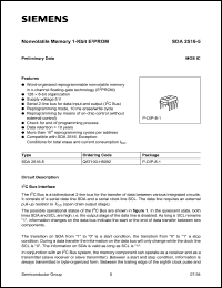 SDA2516-5 datasheet: Nonvolatile memory 1-Kbit E2PROM SDA2516-5