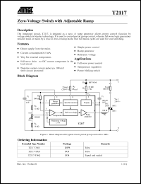 T2117-TAS datasheet: Zero-voltage switch with adjustable ramp for full-wave power control, temperature regulation and power blinking switch T2117-TAS