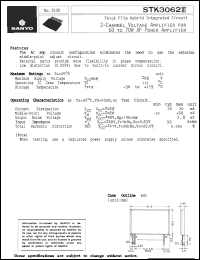 STK3062III datasheet: 2-channel 60 to 70W power amplifier STK3062III