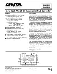 CS5503-AS datasheet: low-cost, 16 & 20-bit measurement A/D conveter CS5503-AS