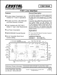 CS61304A-IP1 datasheet: T1/E1 line interface CS61304A-IP1