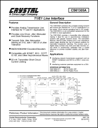 CS61305A-IP1 datasheet: T1/E1 line interface CS61305A-IP1