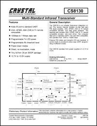 CS8130-CS datasheet: Multi-standard infrared transceiver CS8130-CS