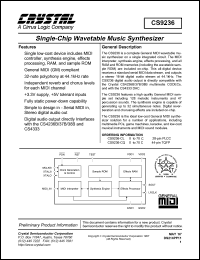 CS9236-CL datasheet: Single-chip wavetable music synthesizer CS9236-CL