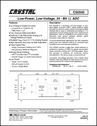 CS5540-AS datasheet: Low-power, low-voltage, 24-bit ADC CS5540-AS