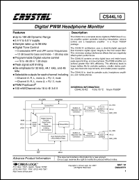 CS44L10-KZ datasheet: Digital PWM headphone monitor CS44L10-KZ