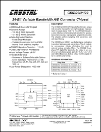 CS5320-KL1 datasheet: 24-bit variable bandwidth A/D converter chipset CS5320-KL1