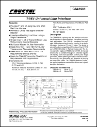 CS61581-IL datasheet: T1/E1 universal line interface CS61581-IL