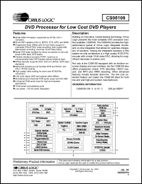 CS98100-CM datasheet: DVD processor for low cost DVD players CS98100-CM