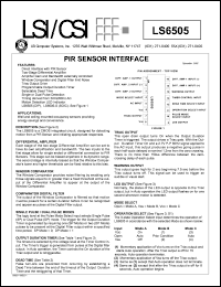 LS6505 datasheet: Pir sensor interface LS6505