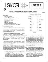 LS7223-S datasheet: Keypad programmable digital lock LS7223-S