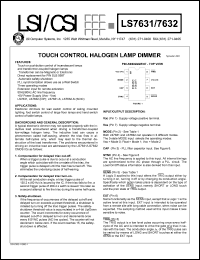 LS7631 datasheet: Touch control halogen lamp dimmer LS7631