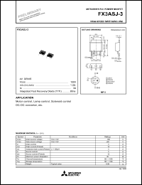 FX3ASJ-3 datasheet: Power MOSFET, 150V, 3A, 80ns for motor control, lamp control, solenoid control DC-DC converter, etc. FX3ASJ-3