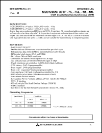 M2S12D30TP-75 datasheet: 512M double data rate SDRAM, 64M x 8 organization, 7.5ns, Vcc=2.3-2.7 M2S12D30TP-75