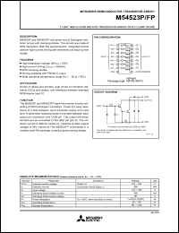 M54523FP datasheet: 7-unit 500mA darlington transistor arrays with clamping diodes. M54523FP