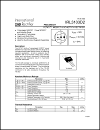 IRL3103D2 datasheet: Power MOSFET & schottky rectifier, 30V, 54A IRL3103D2
