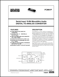 PCM61P-P datasheet: Serial input 18-Bit monolithic audio digital-to-analog converter PCM61P-P