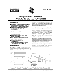 ADC574ASH-BI datasheet: Microprocessor-compatible analog-to-digital converter, 12-BIT 1LSB ADC574ASH-BI