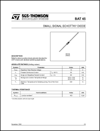 BAT45 datasheet: Small signal schottky diode, 15V BAT45