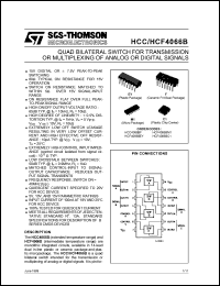 HCF4066BEY datasheet: Quad bilateral switch for transmission or multiplexing of analog or digital signal HCF4066BEY