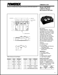 CM600HU-24H datasheet: 1200V, 600A single IGBT module CM600HU-24H