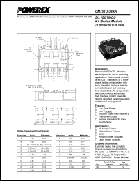 CM75TU-34KA datasheet: 1700V, 75A six pac IGBT module CM75TU-34KA