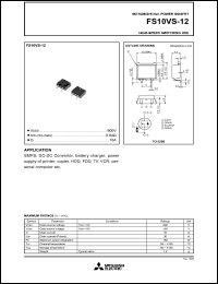 FS10VS-12 datasheet: 600V planar process MOSFET FS10VS-12