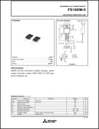 FS16KM-6 datasheet: 300V planar process MOSFET FS16KM-6