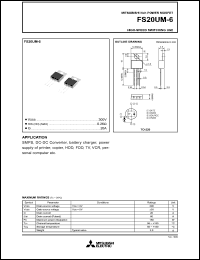 FS20UM-6 datasheet: 300V planar process MOSFET FS20UM-6