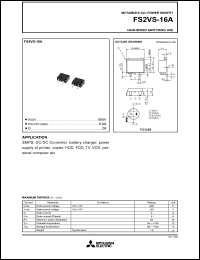 FS2VS-16A datasheet: 800V planar process MOSFET FS2VS-16A