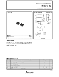 FS3VS-10 datasheet: 500V planar process MOSFET FS3VS-10