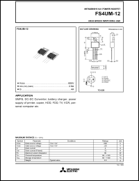FS4UM-12 datasheet: 600V planar process MOSFET FS4UM-12